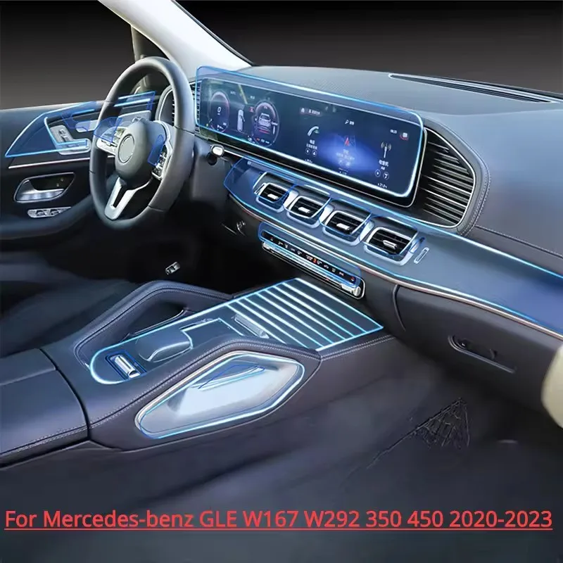 For Mercedes Benz W167 GLE W292 2020-2023 Car Interior Center console Transparent TPU Protective film Anti-scratch Accessorie