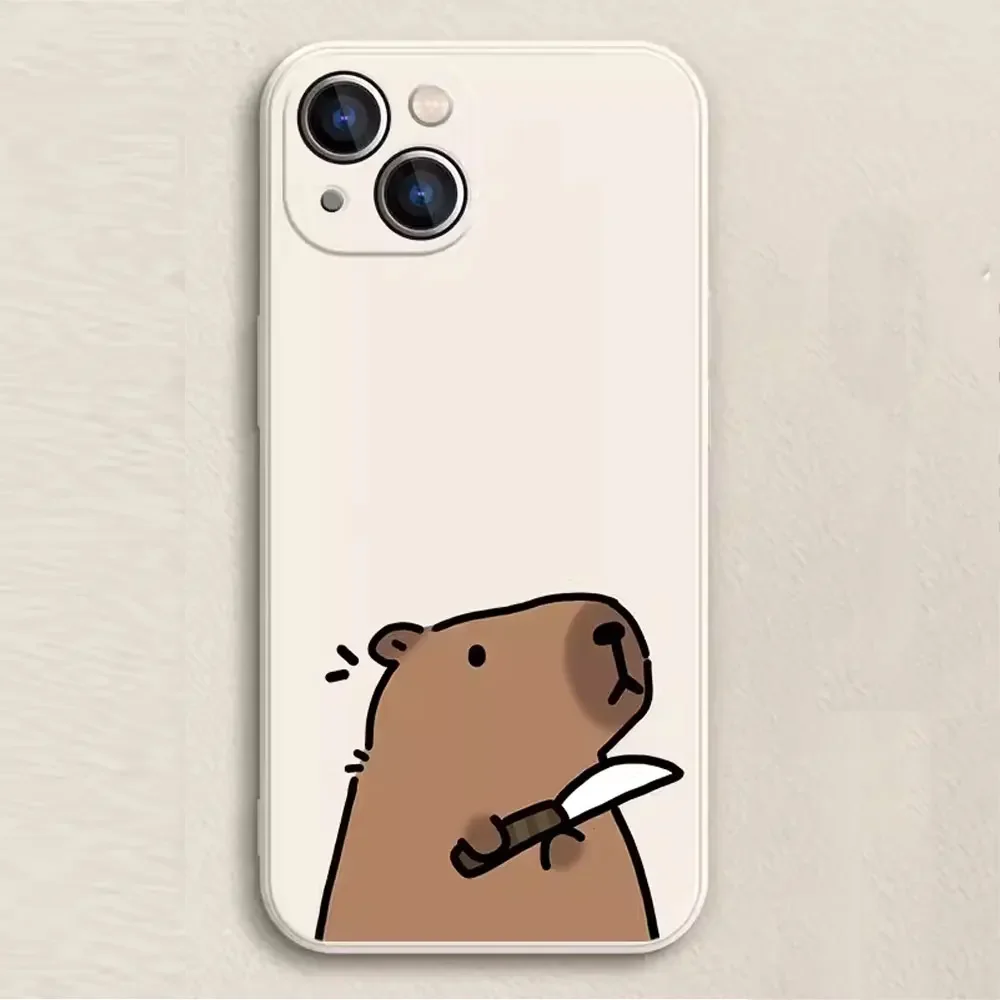 Soft Silicone Phone Case for IPhone 16 15 11 12 13 Pro Max Mini XS XR X 7 8 14 Plus Cartoon Animal Capybara Couple Paired Cover