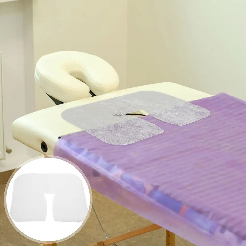 

300 шт. одноразовых чехлов для массажных столов, белые, из нетканого материала, с отверстием для лица, для спа-салонов, косметических кушеток, одноразовые матрасы
