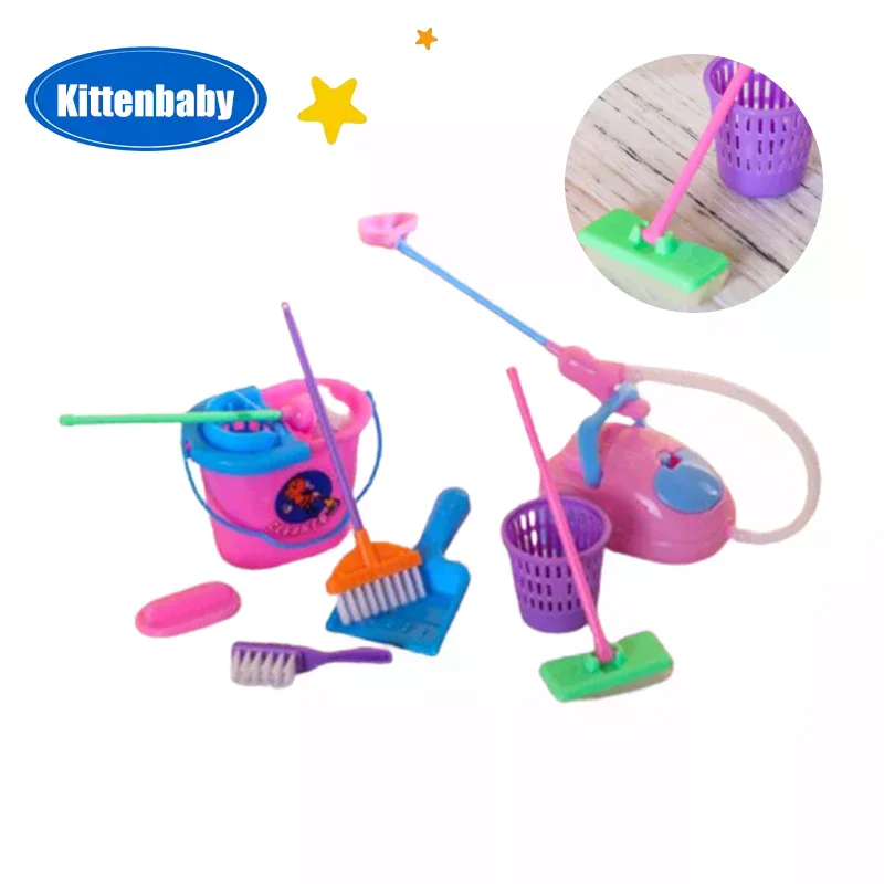 9pcs Doll Toys Tools House Mop Clean Cleaning Mini Kit Broom High Quality Durable Material Easy to Use Perfect for Home