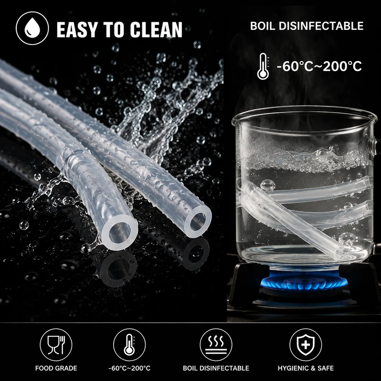 Transparent food grade silicone tube ID 2-18MM Tear resistant/good resilience/water and liquid delivery hose