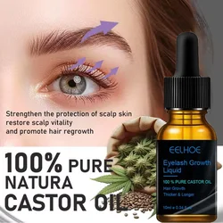 EELHOE Eyelash Fast Growth Liquid Moisturizing Pure Castor Oil Thicken Eyelashes Lengthening Eyebrow Serum 10ml for Eyelashes