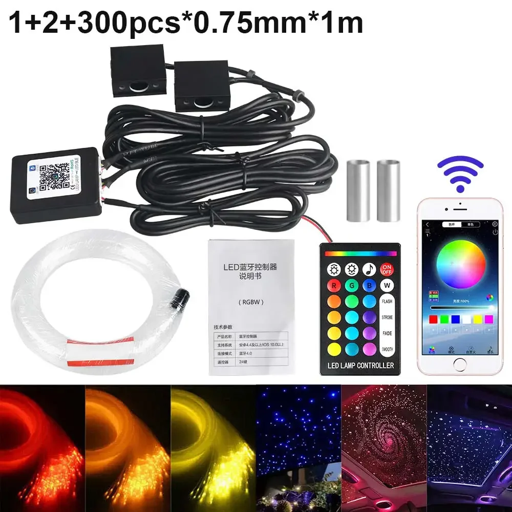 RGBW 1/2/4/6 split machine Autodak Ster Licht APP Controle Glasvezel Ster plafondlamp Sterrenhemel plafond voor Auto Thuis
