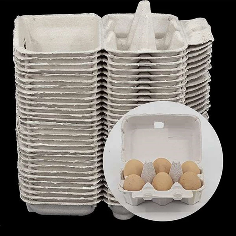 Paper Egg Cartons For Chicken Eggs Pulp Fiber Holder Bulk Holds 6 Count Eggs Farm Market Travel