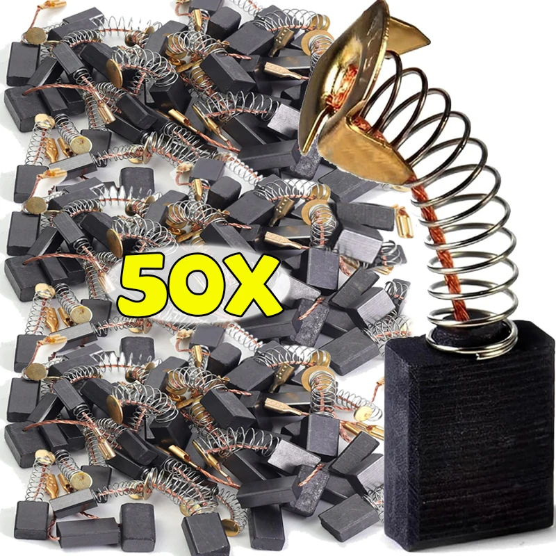 

50 шт. угольных щеток для электрического молотка, запасные части для угловой шлифовальной машины, аксессуары для электроинструмента для резки и полировки