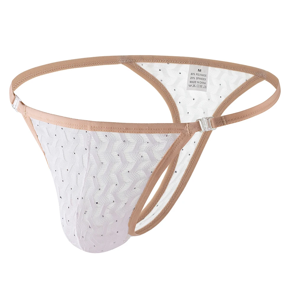 

Mens Sexy Side Buckle Adjustable Strap G-String Underwear Lace Sheer Underpants Breathable Men's Comfortable Underwear Solid