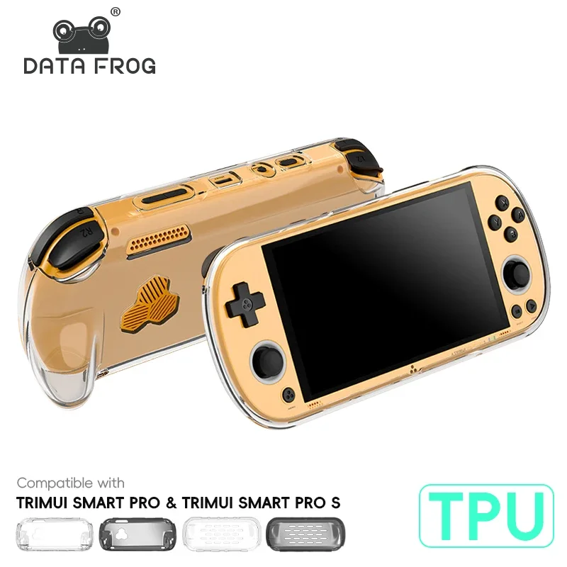 DATA FROG TPU Protective Case For Trimui Smart Pro S Console, Clear Shockproof Anti-Yellow Slim Grip Protective Cover