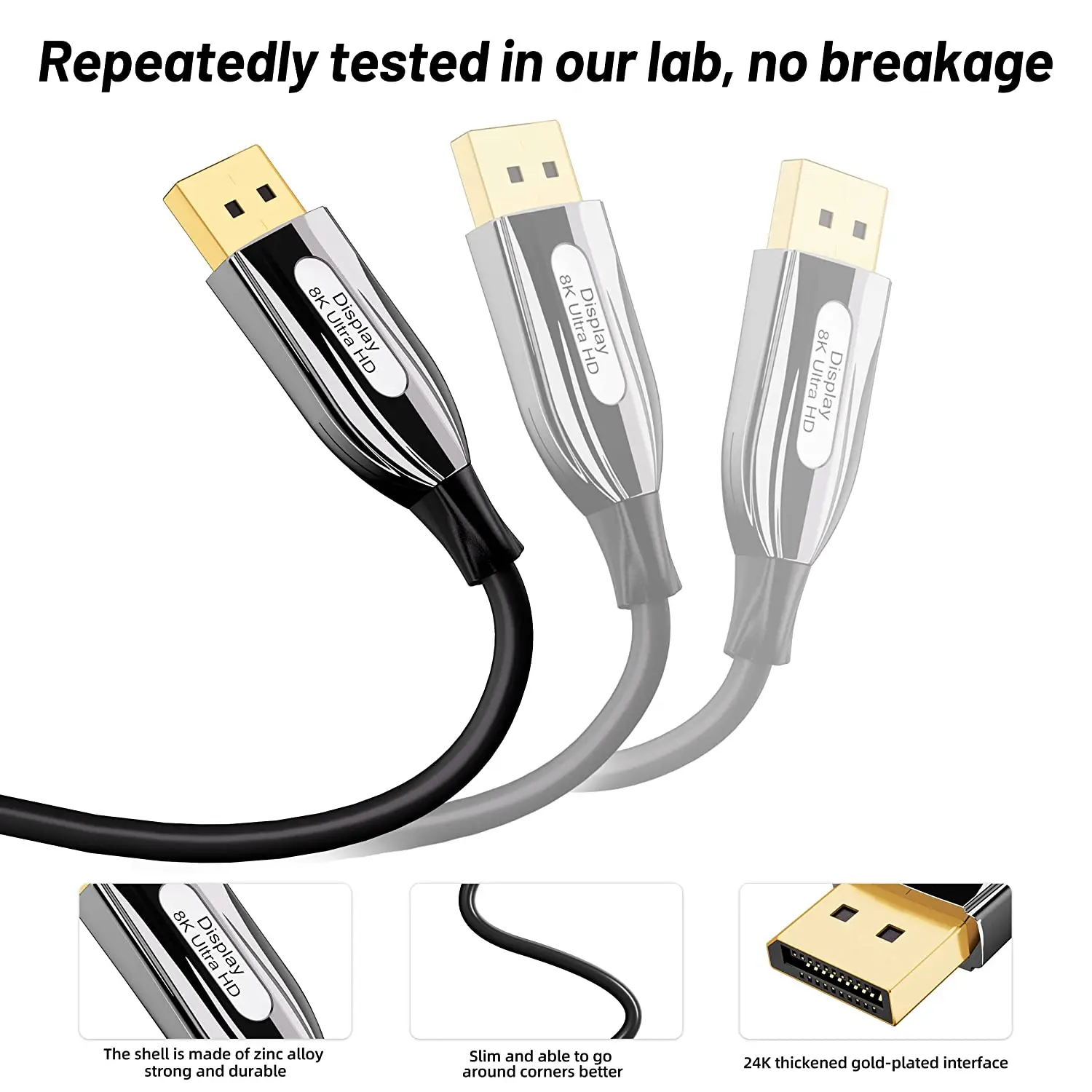 8K الألياف ديسبلايبورت كابل الألياف البصرية ديسبلايبورت 1.4 8K @ 60Hz 4K @ 144Hz عالية السرعة 32.4Gbps ضئيلة وفي الجدار الألياف دب تودب كابل