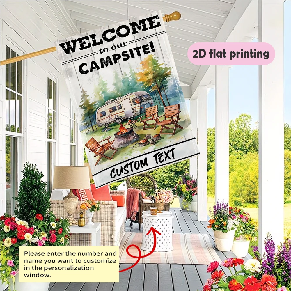 1pc double-sided Customizable Campsite Garden flag personalized custom text Durable outdoor flag 30*45cm(12x18in)