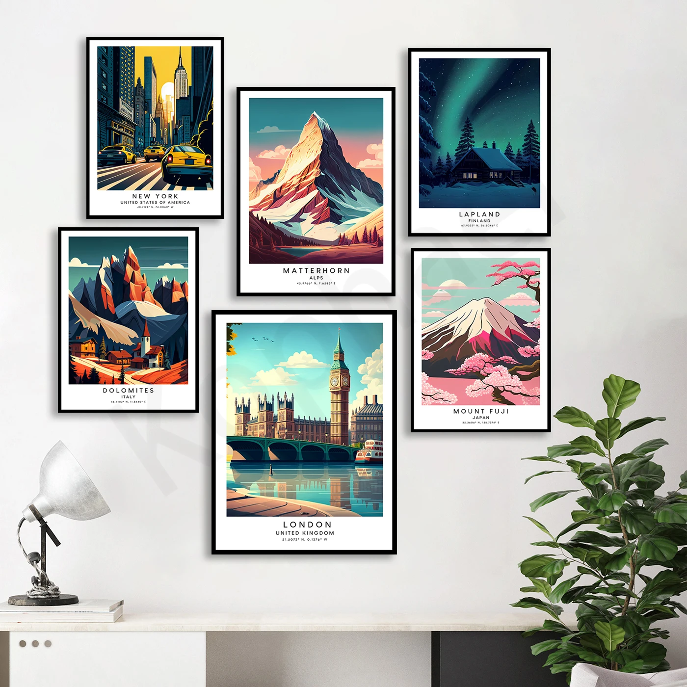 Amsterdam London New York Zermatt Matterhorn Lapland Ben Nevis Dolomites Mount Fuji . City Travel Landscape Poster