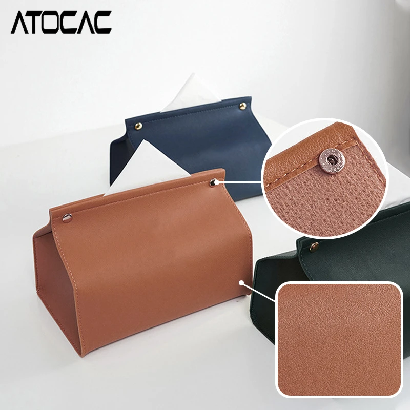 Leather Tissue Box Cars Napkin Holder Wipe Paper Storage Automobiles Parts Luxury Case Interior Accessories Universal Organizers