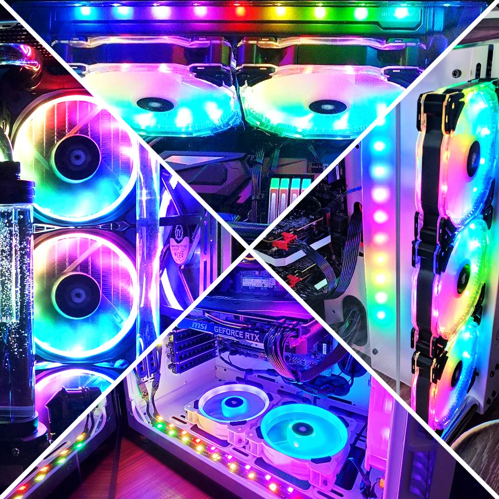 Adresowalny WS2812b cyfrowa taśma LED dla iCUE w CORSAIR interfejs, Rainbow oświetlenie LED RGB zestaw do komputer stancjonarny dekoracyjna obudowa