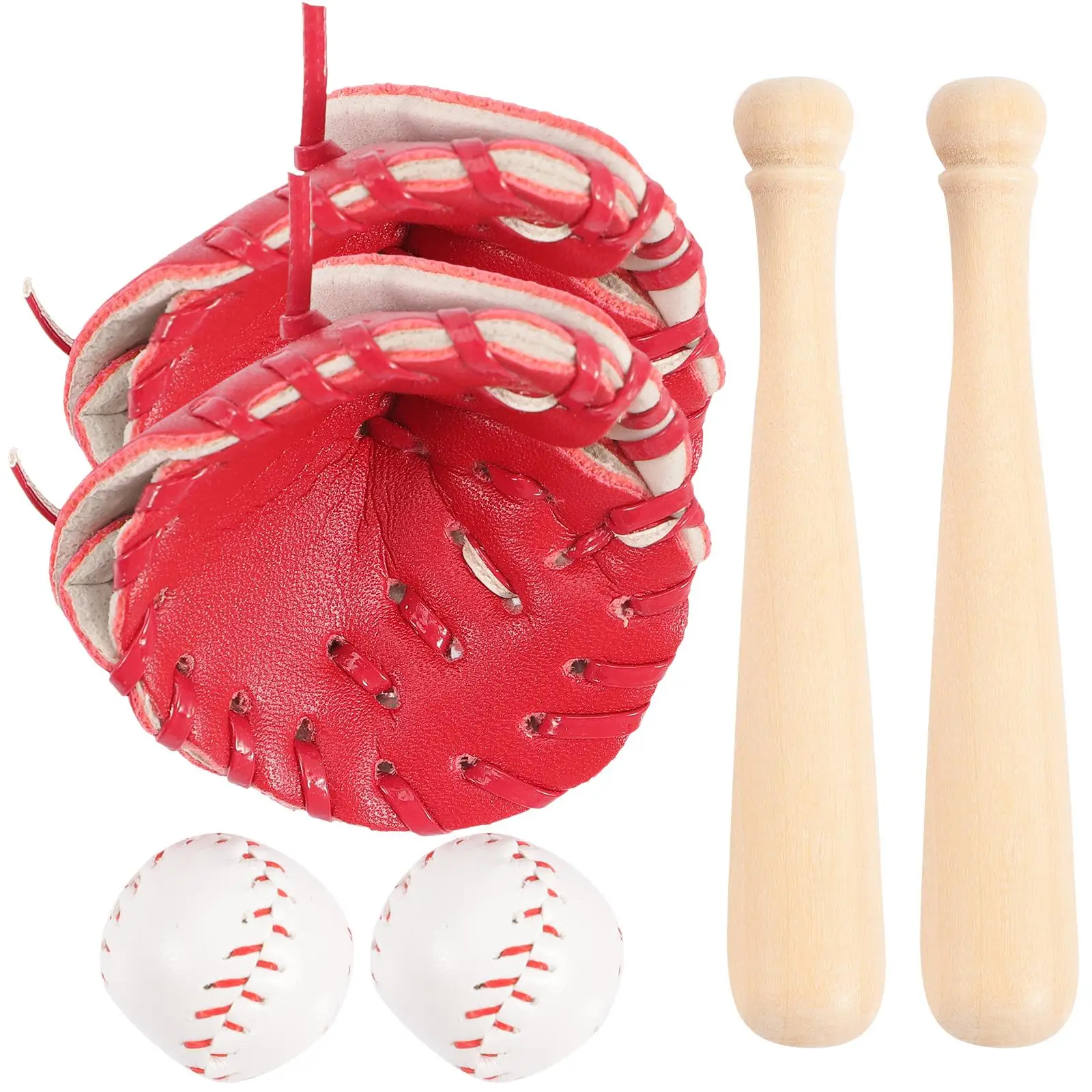 Mini Baseball Set 2 Sets House Cover Baby Mitt Diy Key Chains Materials Practice Toy Accessories