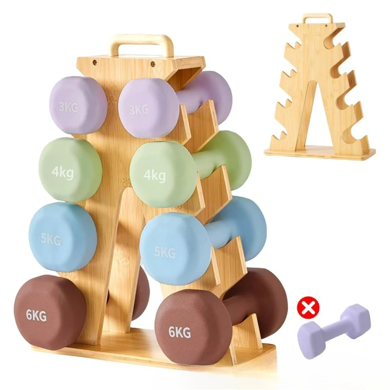 Wooden gym, exercise supplies, storage rack, dumbbell storage, finishing rack, push-up bracket storage.