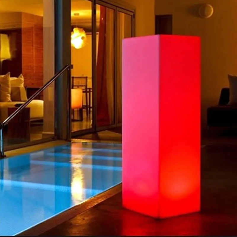 Light Up Color Changing Futuristic Modern Tables 45x45x110cm Luminous Pillar Table LED Lights Bar Table With Remote Control