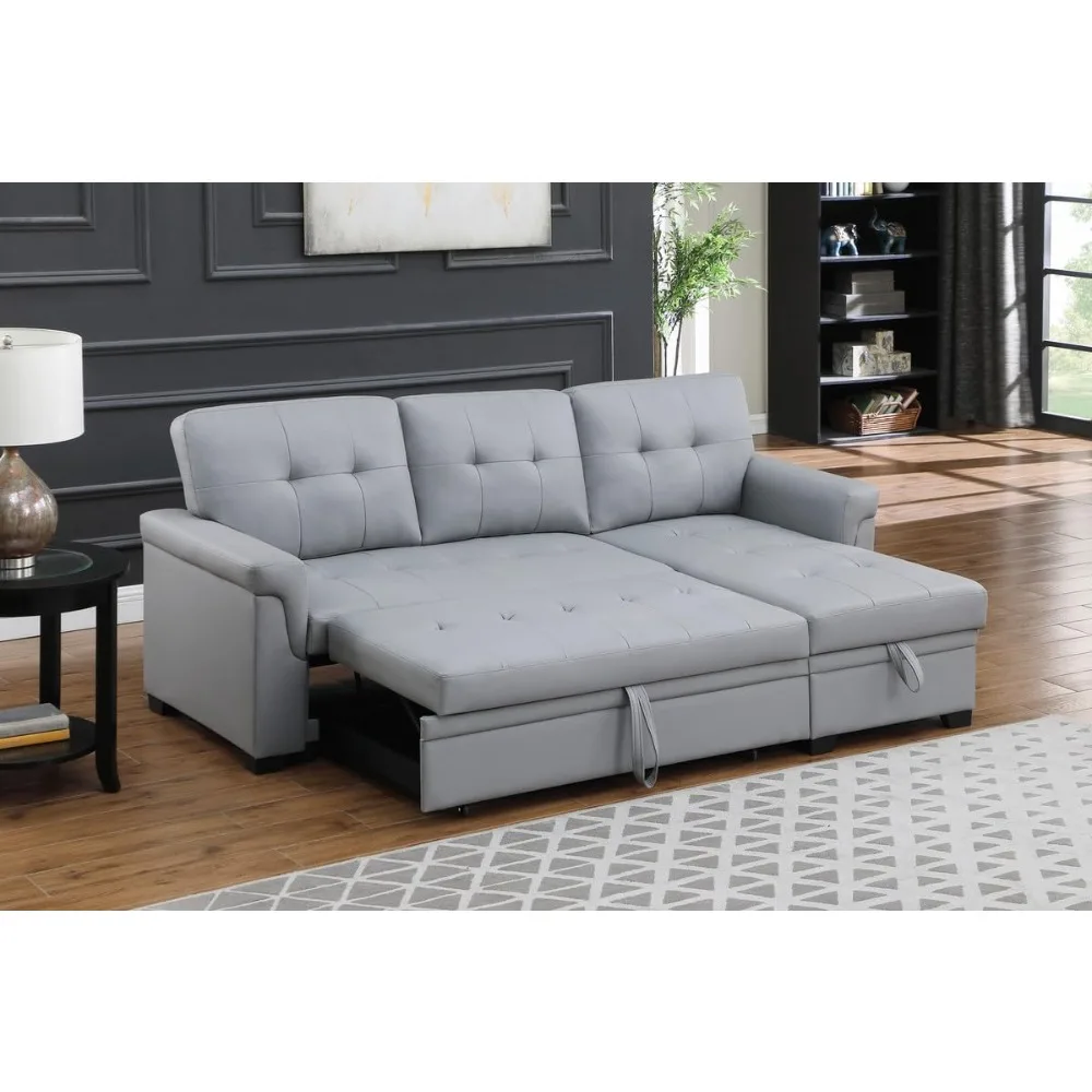 

Modern reversible sleeper sectional sofa with storage chaise, 83.5" width