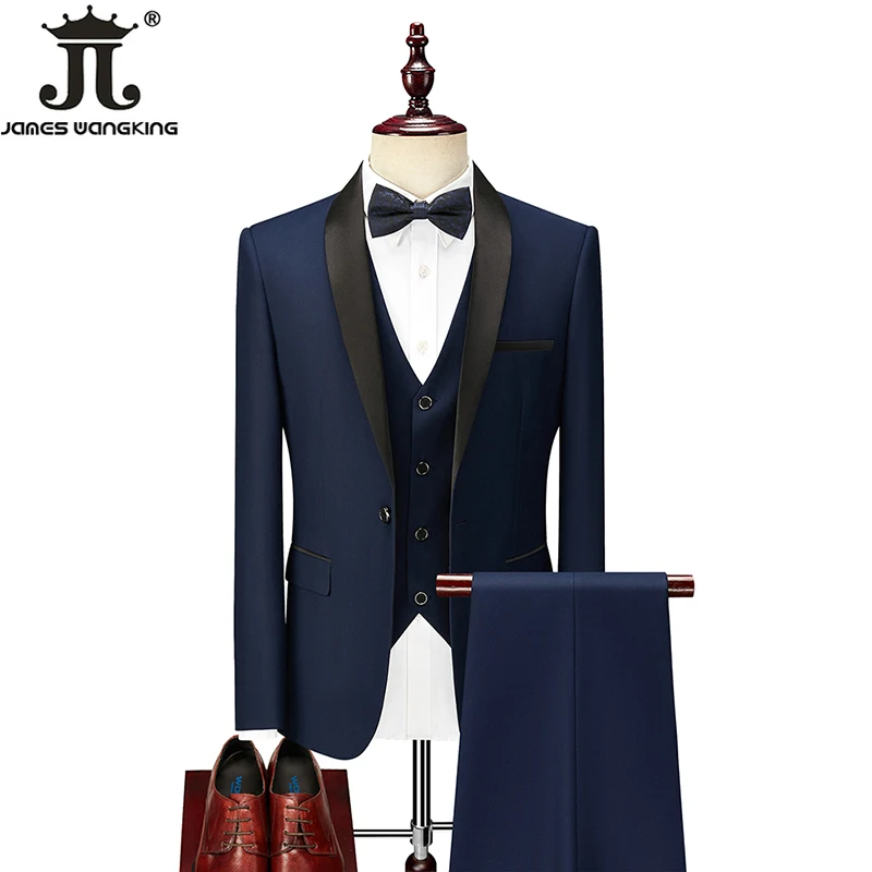 

6XL Blazer Vest Pants High-end Brand Solid Color Mens Formal Business Suit 3Pce and 2Pce Set Groom Wedding Dress Party Stage