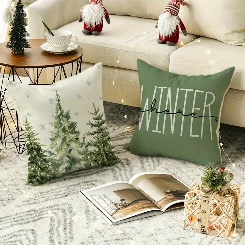 Fundas de almohada Festivas con tematici navideña e de invierno: أرمبولز نيفادوس، ماليتاس فيليسز y muérdago، decoración del #3