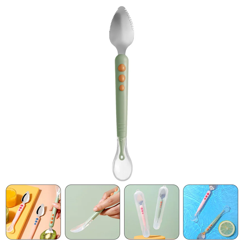 Toddler Feeding Supplies Fruit Scraper Baby Food Supplement Spoon Light Green 304 Stainless Steel
