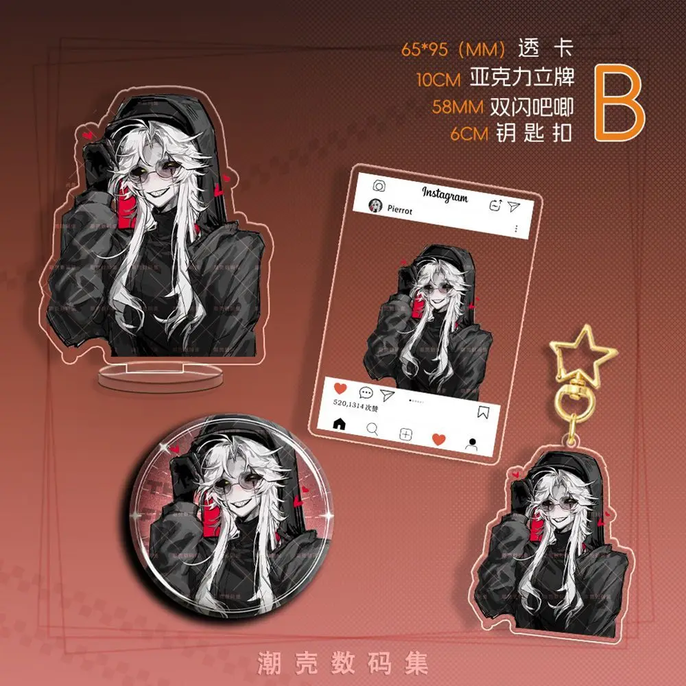 

4pcs The Freak Circus Badge keychain Through Card Cosplay Acrylic Anime Stand Model Plate Game Figure Souvenir Gift Desk Decor