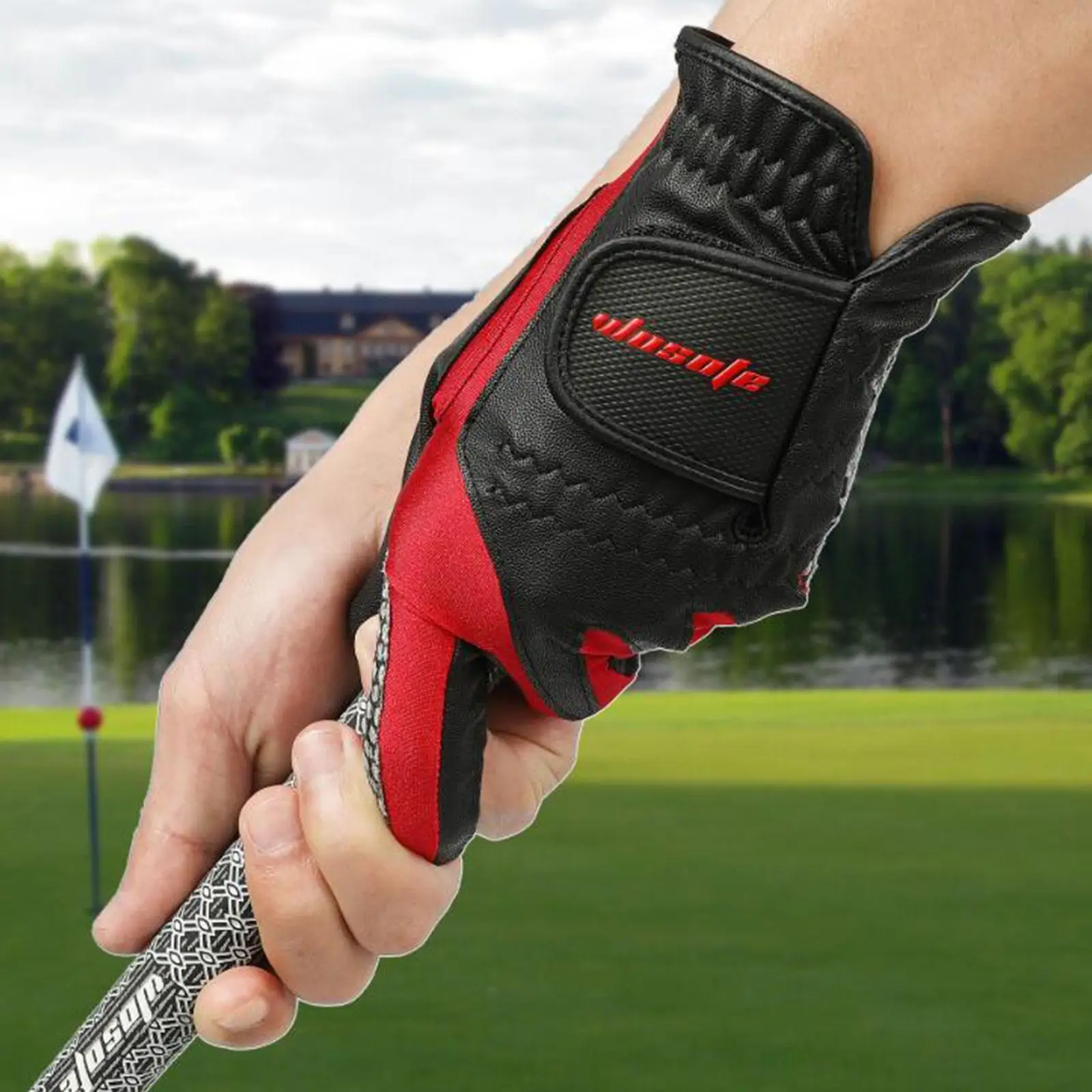 

PU Leather Golf Glove Men Non Slip Shock Absorbing Sports Mitten for Golf Practice Game Training