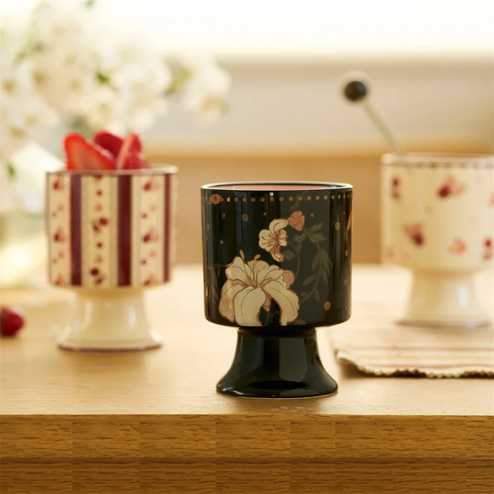 Romantic Rose Flower Ceramic Mug Dormitory Soaking Cup Household Kitchen Supplies Anti-Scalding Tall Coffee Cup 300ML