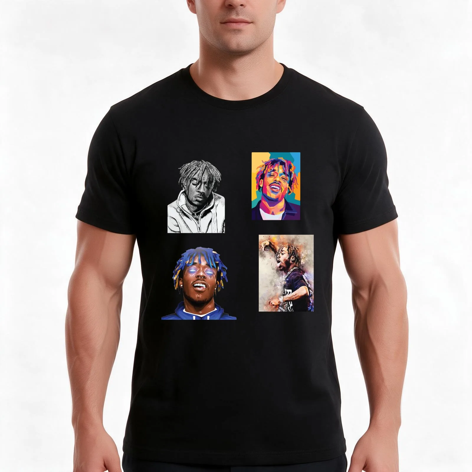 Group Stickers lil uzi T-Shirt, Summer Casual Cotton Tee, Oversized Streetwear Tops, Vintage Graphic Print, Unisex Men Women