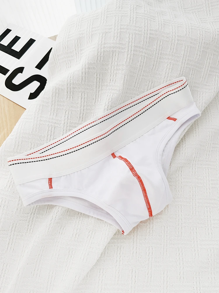 2pcs/lot men\'s panties bikini briefs cotton low-rise wide-brimmed U-convex  sexy comfortable solid color bottoms