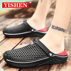 YISHEN sandały męskie klapki plażowe gruba podeszwa Flip Flop dla kobiet klasyczne muły sportowe sandały kryty odkryty Chaussures Pour Hommes