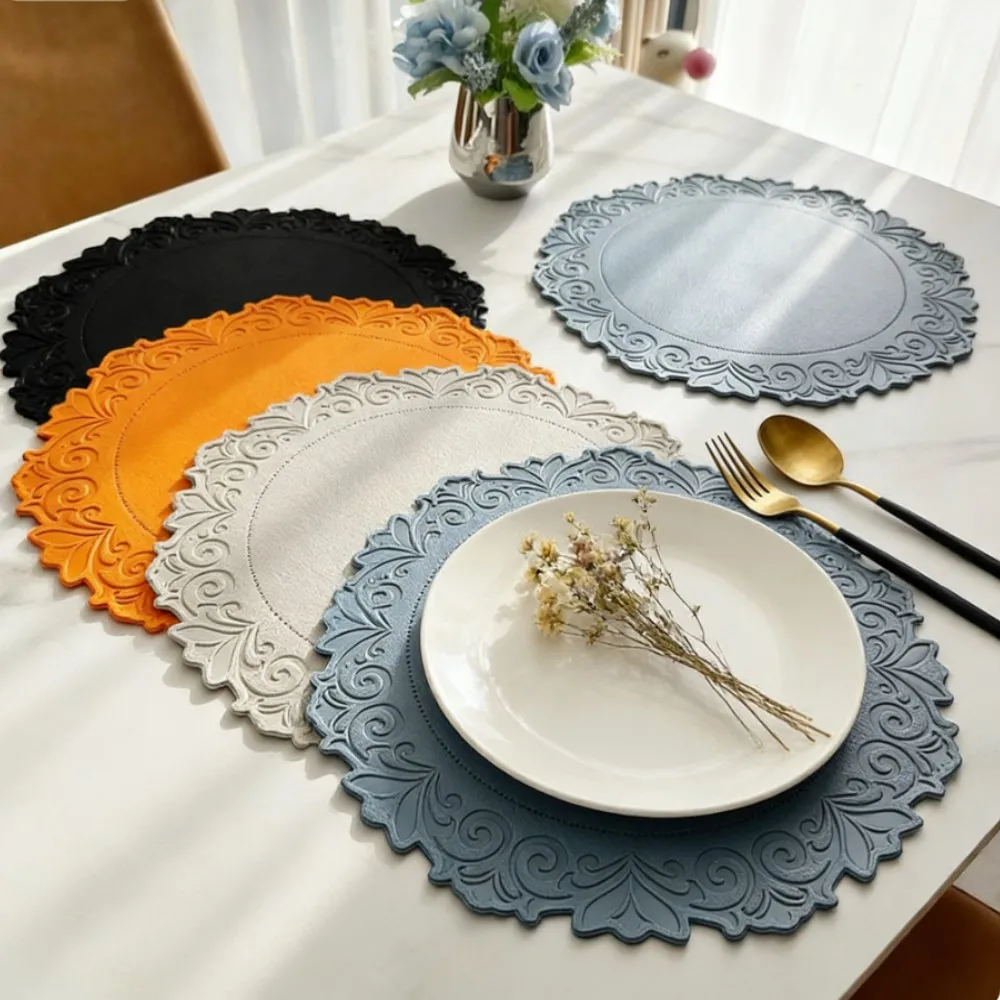 1/4/6PCS Vintage Embossed Placemats Set Non-Slip Washable Oil-Proof Kitchen Dining Table Decor Wedding Table Mats Gift