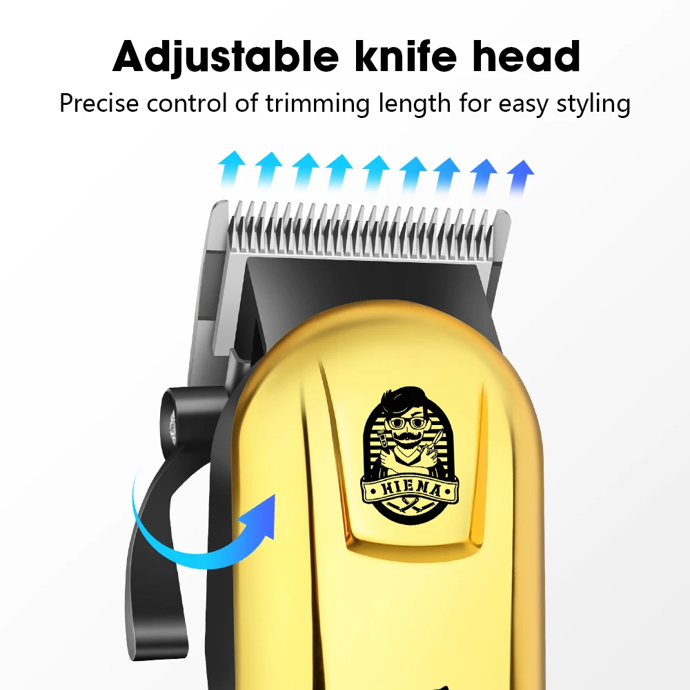 ماكينة قص الشعر الاحترافية لقص الشعر للرجال ماكينة حلاقة ذهبية ثلاث قطع قابلة لإعادة الشحن مجموعة أدوات تشذيب الشعر اللاسلكية