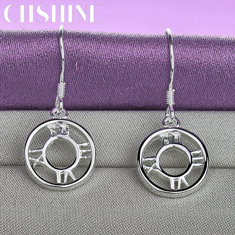 

CHSHINE 925 Sterling Silver Round Roman Numerals Earrings For Women Wedding Party Fashion Charm Jewelry