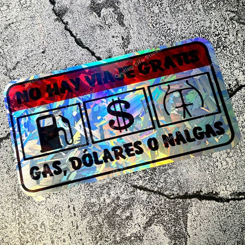قطعة واحدة من ملصقات السيارات ذات العبارة الإسبانية - ثلاثية الأبعاد، مع محطة للغاز، أوراق الدولار والغنيمة #4