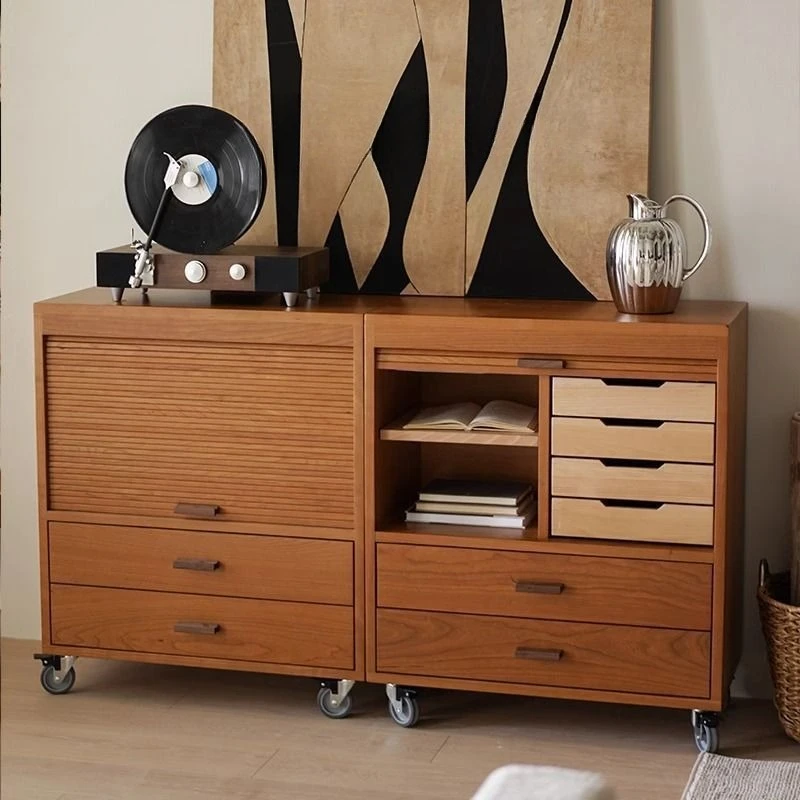

Wisteria roller shutter cabinet, bedroom storage locker, cherry wood living room bucket cabinet, side cabinet