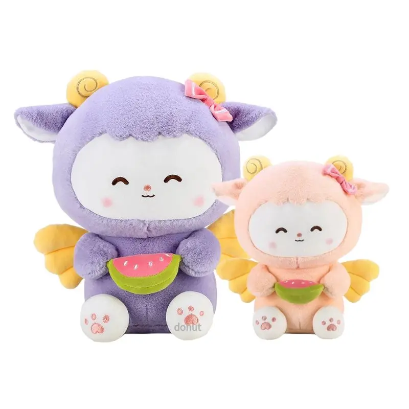 

25/35/45cm Cute Soft Cartoon Angel Sheep Plush Toy Little Sheep Doll Eating Watermelon Children's Birthday Gift Christmas Gift