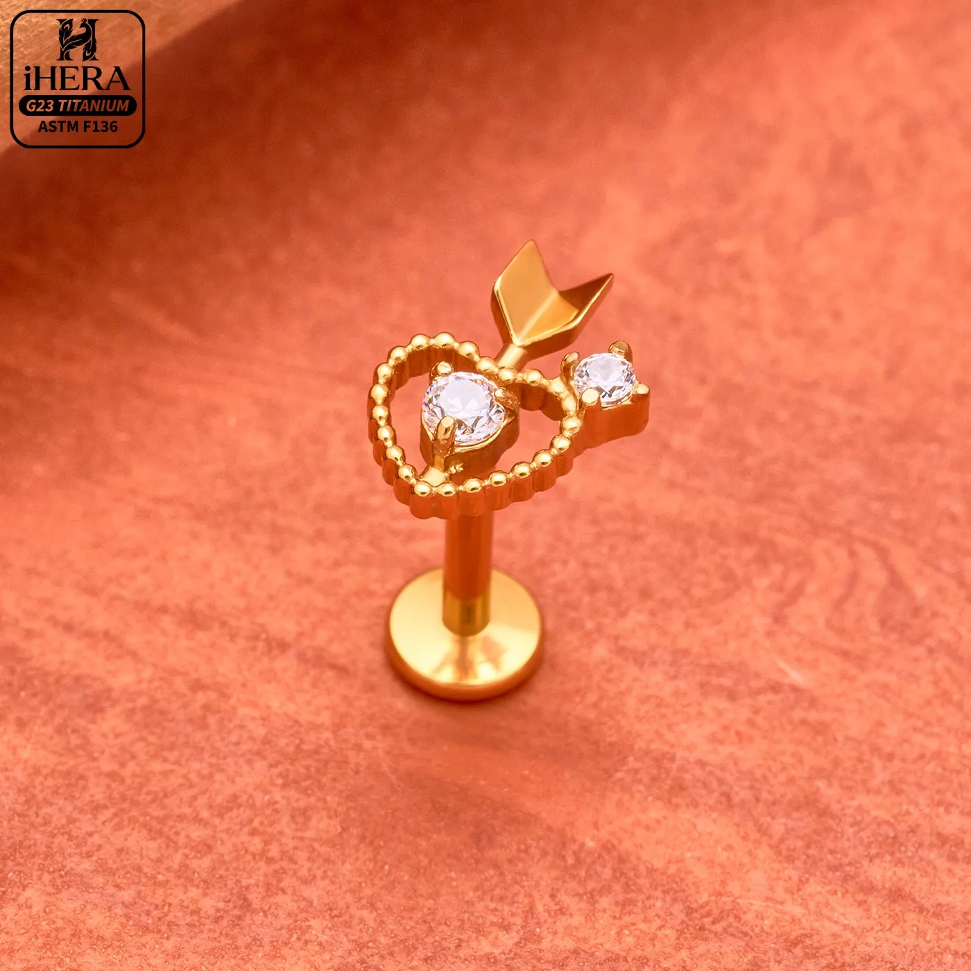 F136 Titanium Piercing Sparkly CZ Crescent Rose Heart Arrow Snake Flat Back Earring Cartilage Helix Tragus Conch Lip Stud Kit