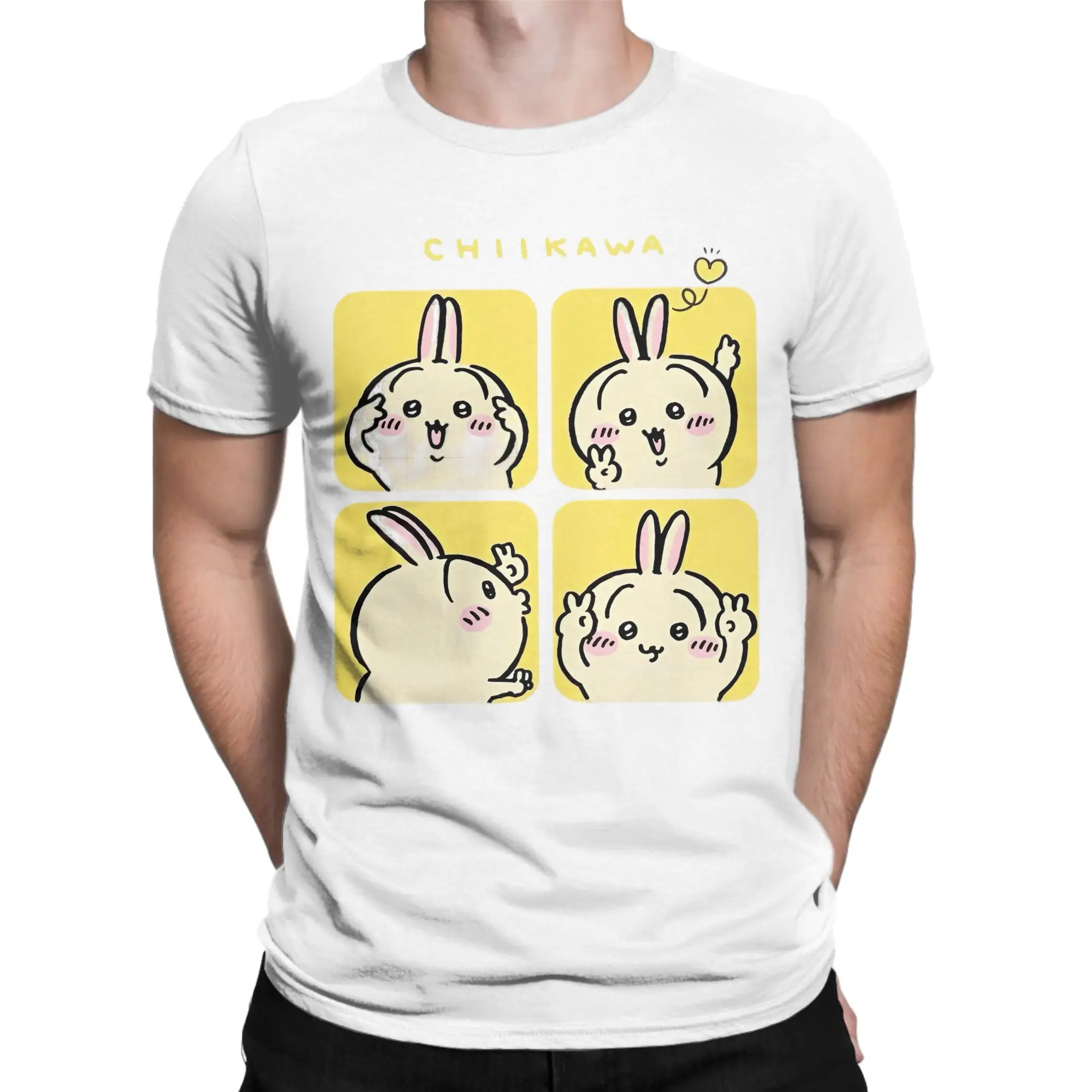 Chiikawas Sweet Little Moments T-Shirt für Herren und Damen, reine Baumwolle, cooles T-Shirt mit O-Ausschnitt, Usagi-T-Shirts, kurzärmelige Kleidung, Geschenk – Detail 3