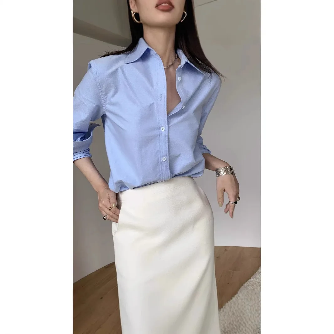 ヴィンテージ風レギュラーフィットシャツ アカデミックシック オールシーズンブラウス 多色展開 オフィスウェアトップ