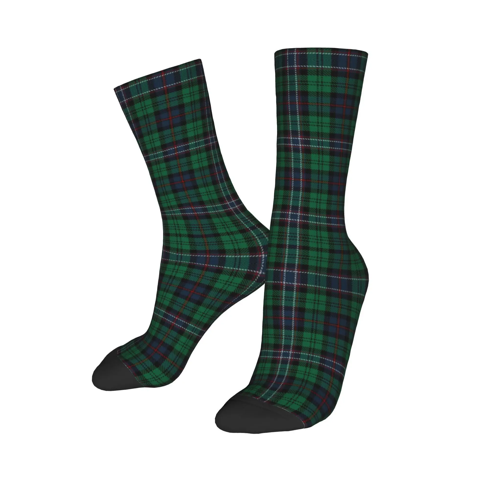 Custom Funny Men's Scottish National Tartan Dress Socks Unisex Warm Comfortable 3D Printing Geometric Crew Socks