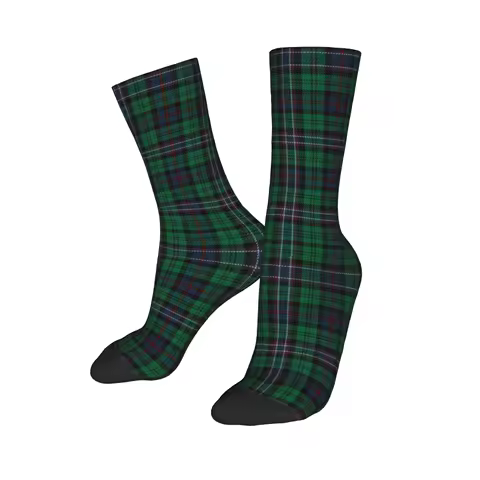 Custom Funny Men's Scottish National Tartan Dress Socks Unisex Warm Comfortable 3D Printing Geometric Crew Socks