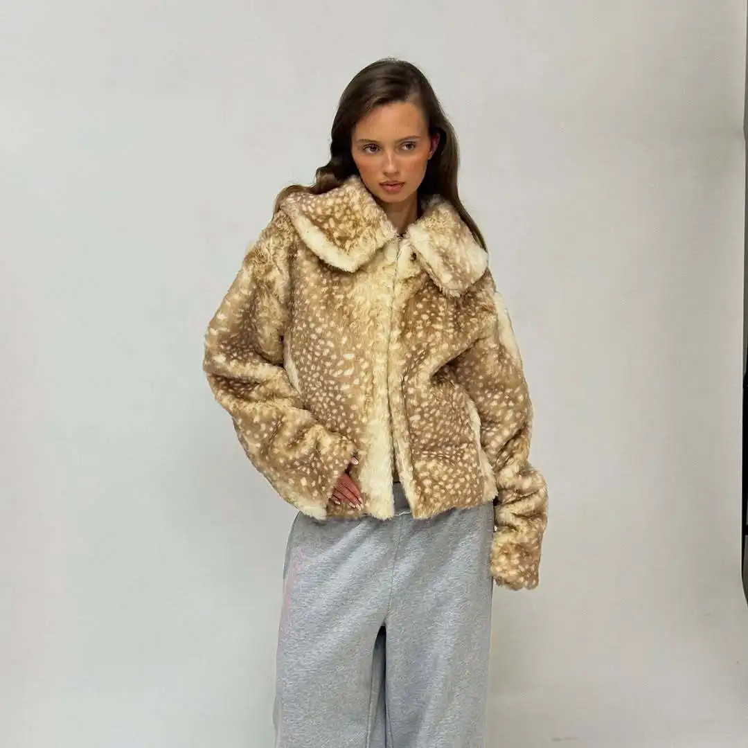 

Autumn Winter New Arrival Versatile Lady Style Elegant Short Fur Coat Women's Long Sleeve Turn-down Collar Warmth Fashionable
