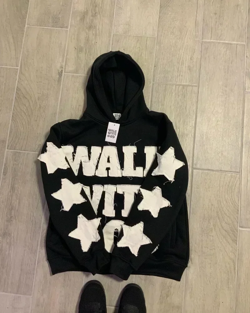 Y2K star patch embroidery oversized Harajuku New fashion hoodie women's Gothic hip-hop loose casual sports hoodie street wear 