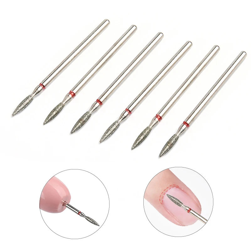 Brocas de diamante para uñas, fresa profesional para limpieza de piel muerta, salón de uso doméstico, accesorio de manicura y pedicura, 6 uds.