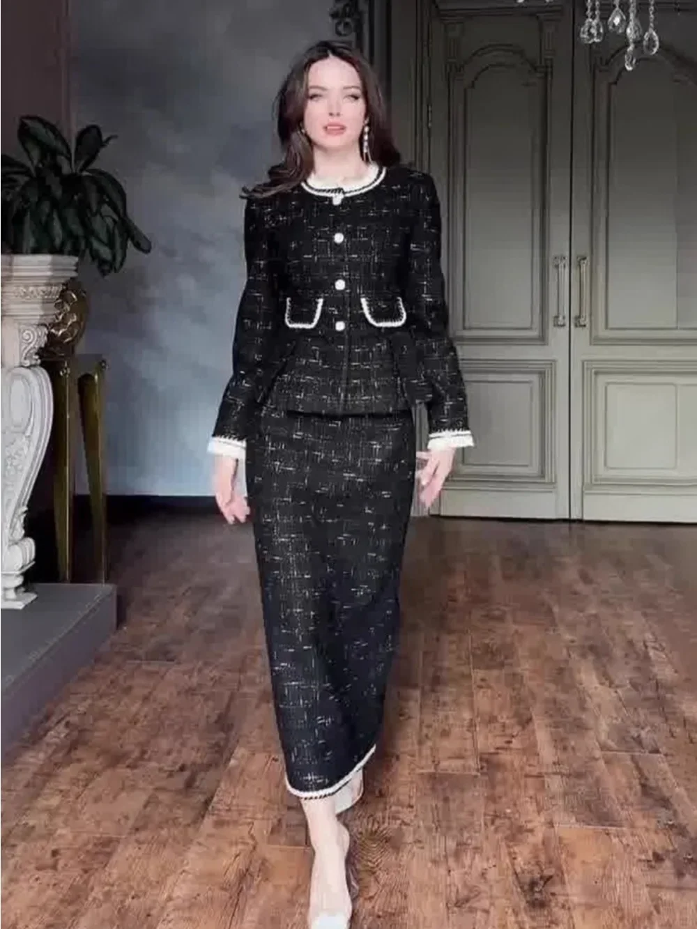 أنيقة 2 قطعة مجموعة الخريف النساء بلايز تنورة سترة شارع العليا العربية رداء طويل المغرب الزي دعوى 2026 دبي مكتب سيدة أبلى