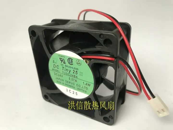 Freight free original SERVO 6025 TUDC24B4 DC24V 0.07A 1.4W 6CM frequency converter fan