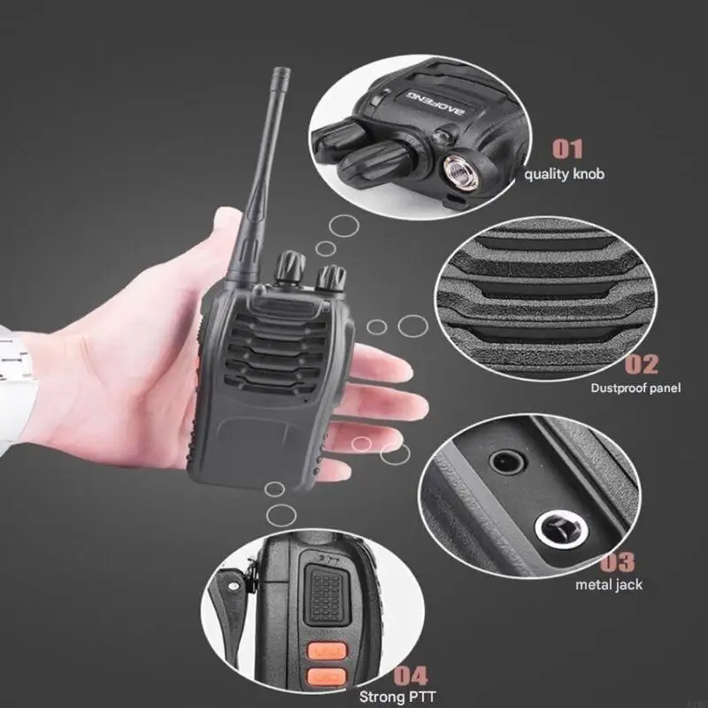 2 Set High Power for 888S Talkies 16 Programmable Channel & 1500mAh Battery for Long Ranges Communication 400-470MHz 