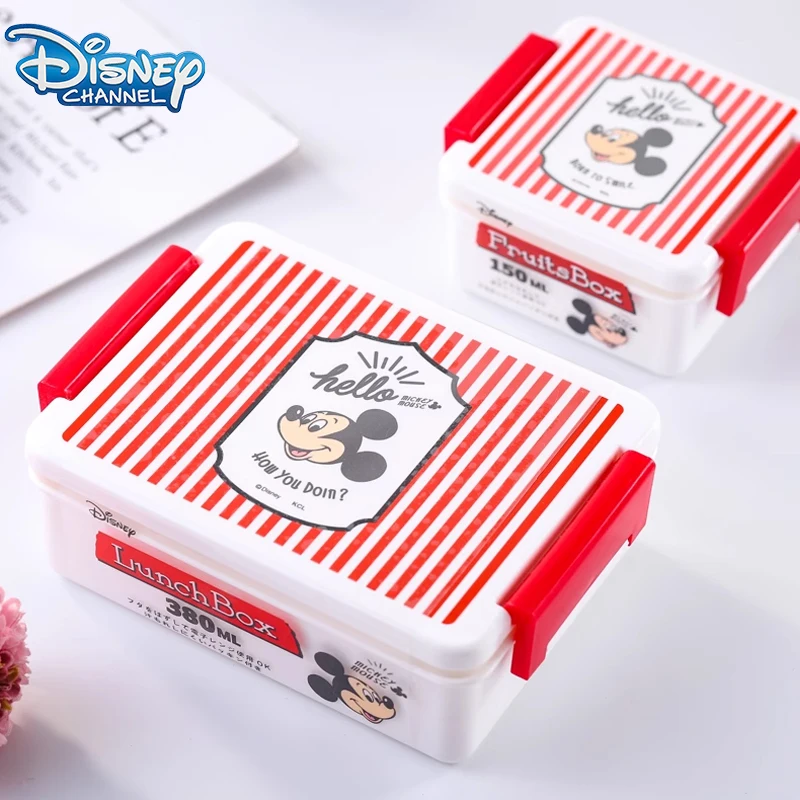 Disney Mickey Mouse 380ml Lunch Box Cute Fruit Storage Box Cartoon Lunch Box Portable Lunch Box Party Gift