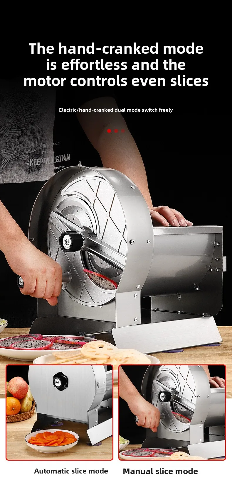 Pro Mehrzweckschneider – elektrischer und manueller Bedienung, rutschfeste Basis, automatische Schärfklinge – perfekt für Deli/Restaurant/ – Detail 13