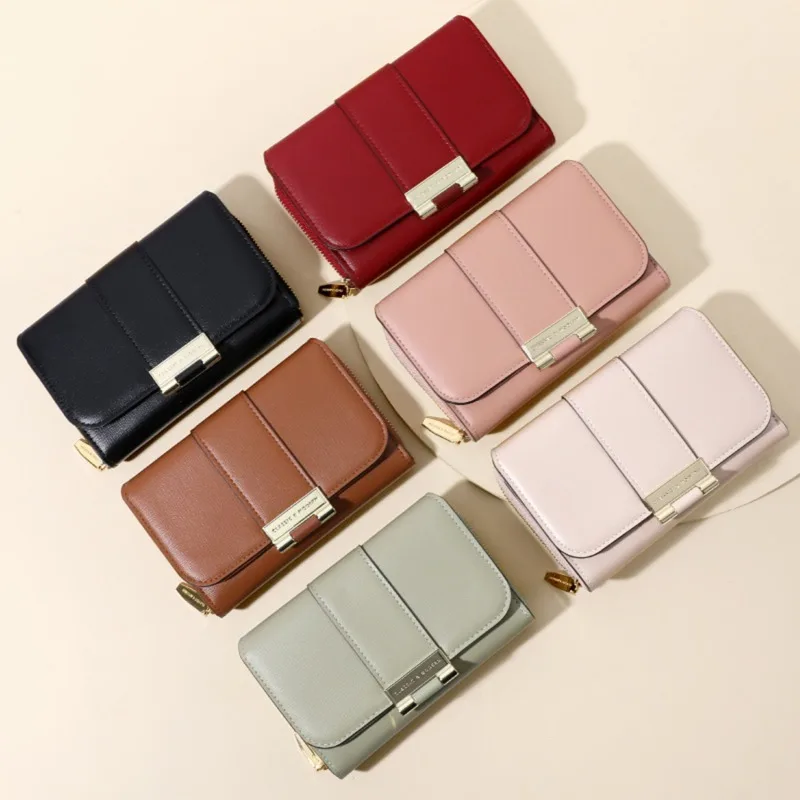 

Women's Wallet Short Style New Korean Edition Simple and Fashionable Zero Wallet Buckle Zipper Multi Card Card Bag Small Squ