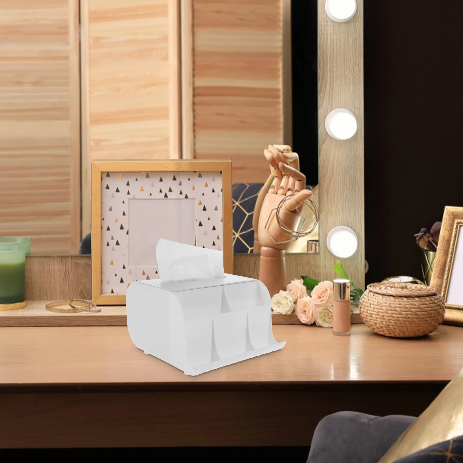 

Stylish Desktop Storage Box Organizer Elegant Jewelry PP Plastic Mini Trinket Holder Multifunctional Vanity Container Bedroom